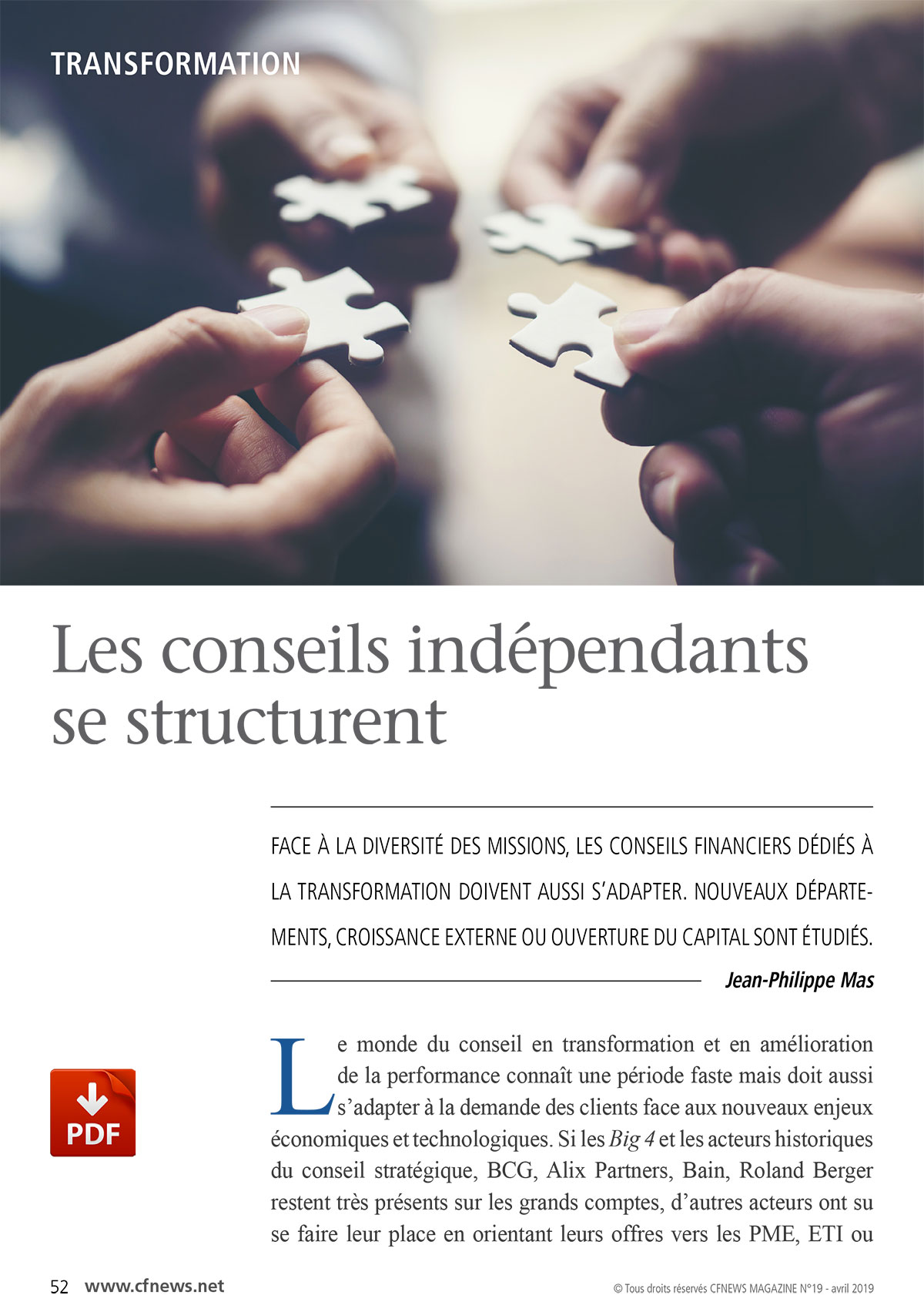 transformation - les conseils indépendants se structurent